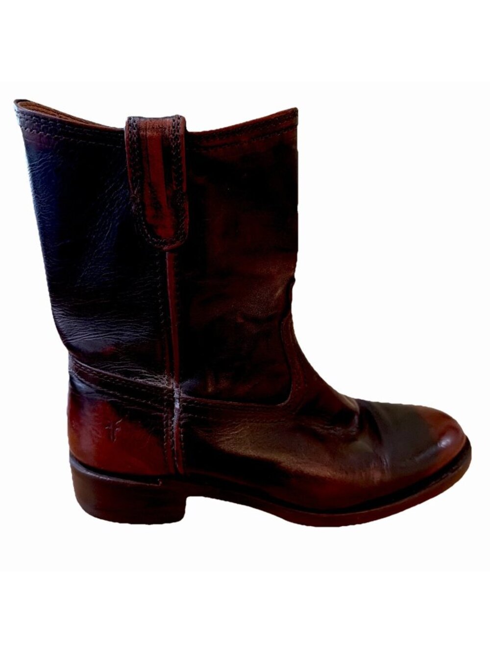 Frye Womens Jet Roper Pull On Leather Round Toe Boots, Dark Brown, US 9